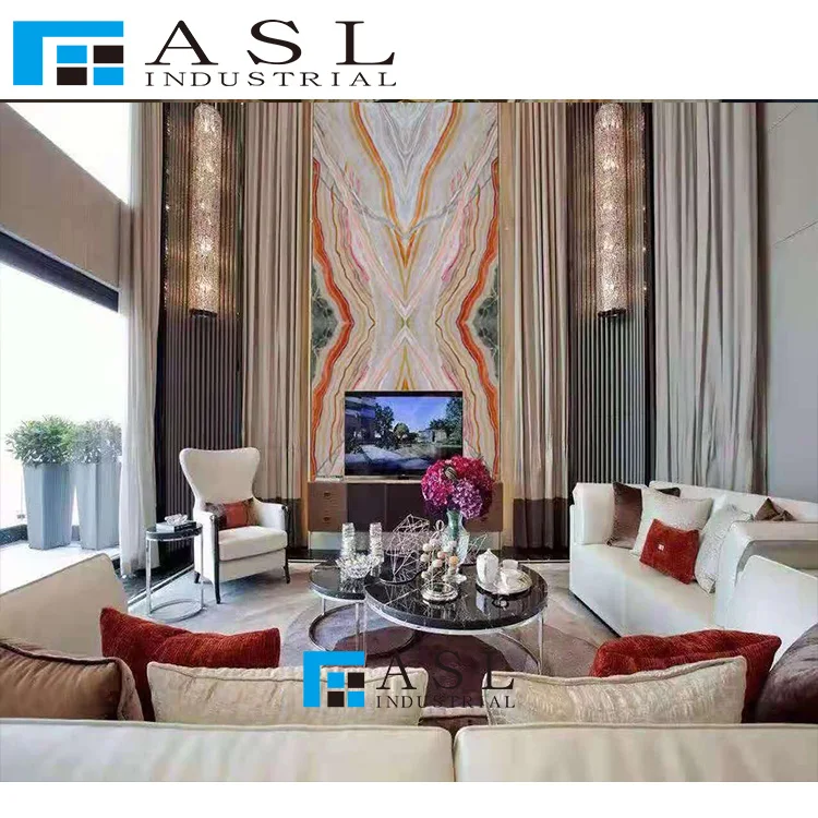 Factory direct Colorful agate slab cream onyx tile marble gold pineapple crystal translucent light yellow onyx tiles and marbles