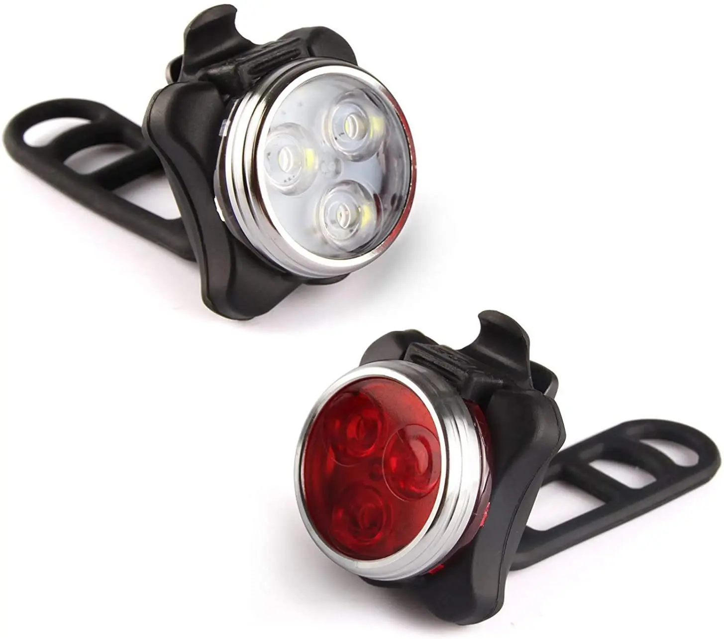 red and white bike lights