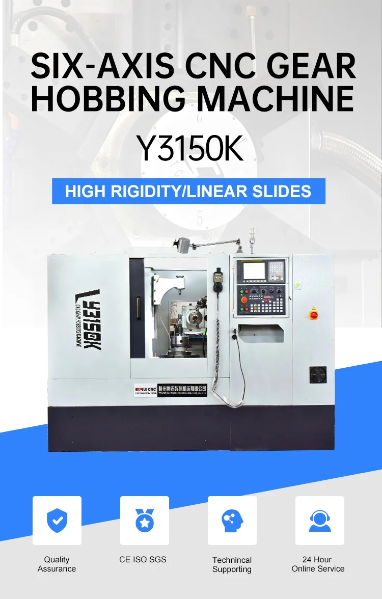 Yk3150e 4 Axis Cnc Gear Hobbing Sprocket Cutter Machine Gear Cutting ...