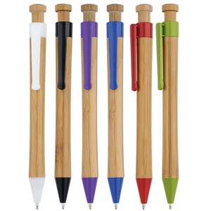 Wholesale Press Bamboo Ballpoint Pen with Laser Print Custom Business Logo for Gift