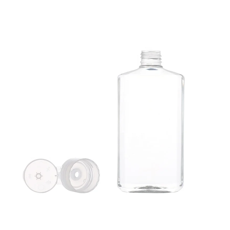 In Stock Flip Cap 500ml PET Empty clear square Octagonal Squeeze Plastic Bottle