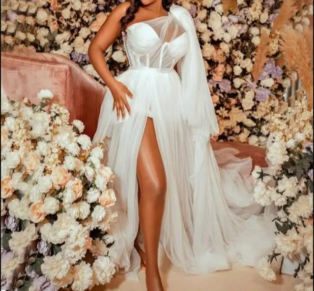 Bride Bridal Shower Dress One Shoulder White Shower Dress a Line Floor  Length Plain Wedding Robes MW392| Alibaba.com