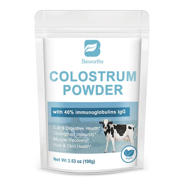 Beworths OEM 100g Highly Concentrated Pure Colostrum Supplement Bovine Colostrum Powder for Gut Immune and Muscle Health