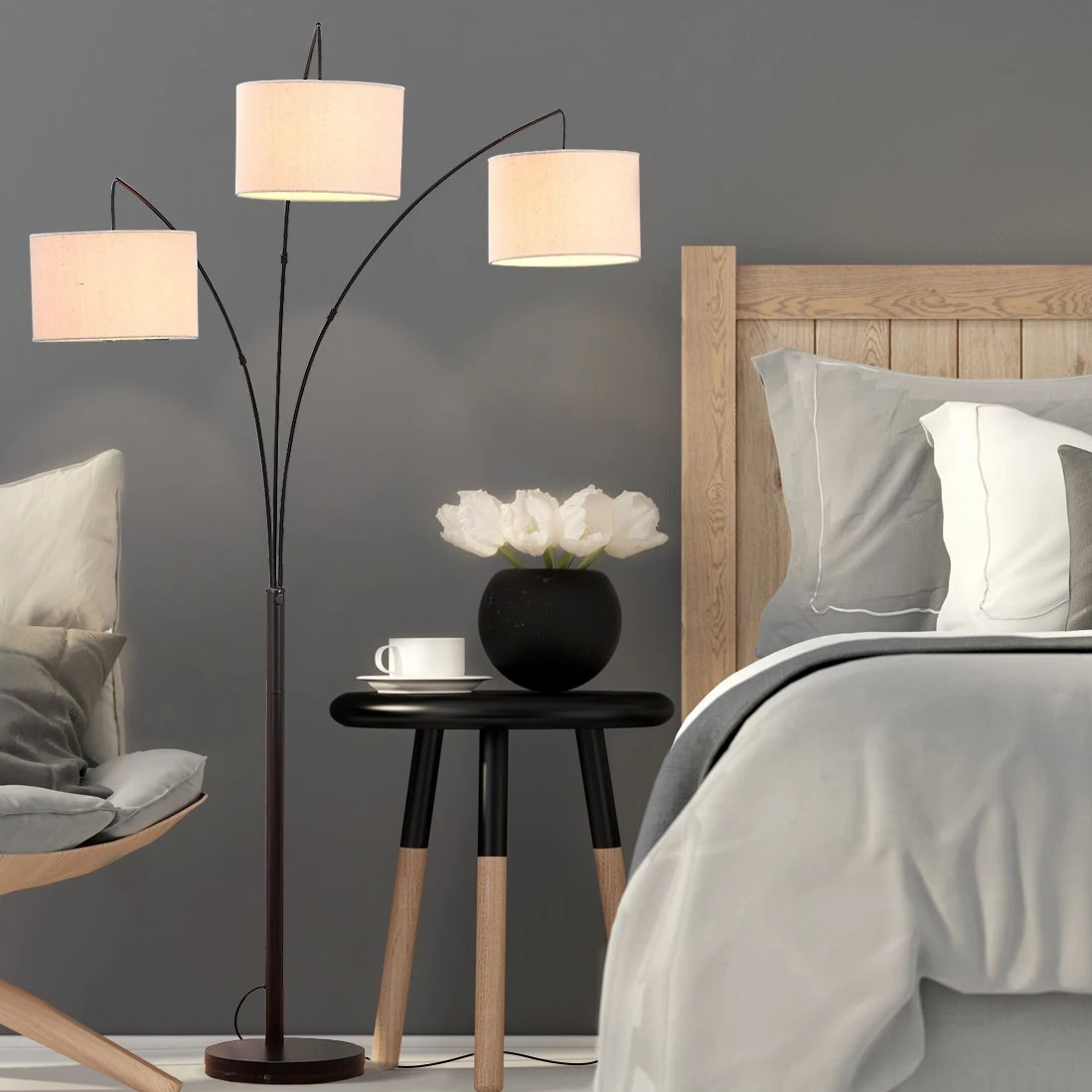 Industrie Style DEL debout lampe salon chambre Retro Filament Stand Lampe Variateur 