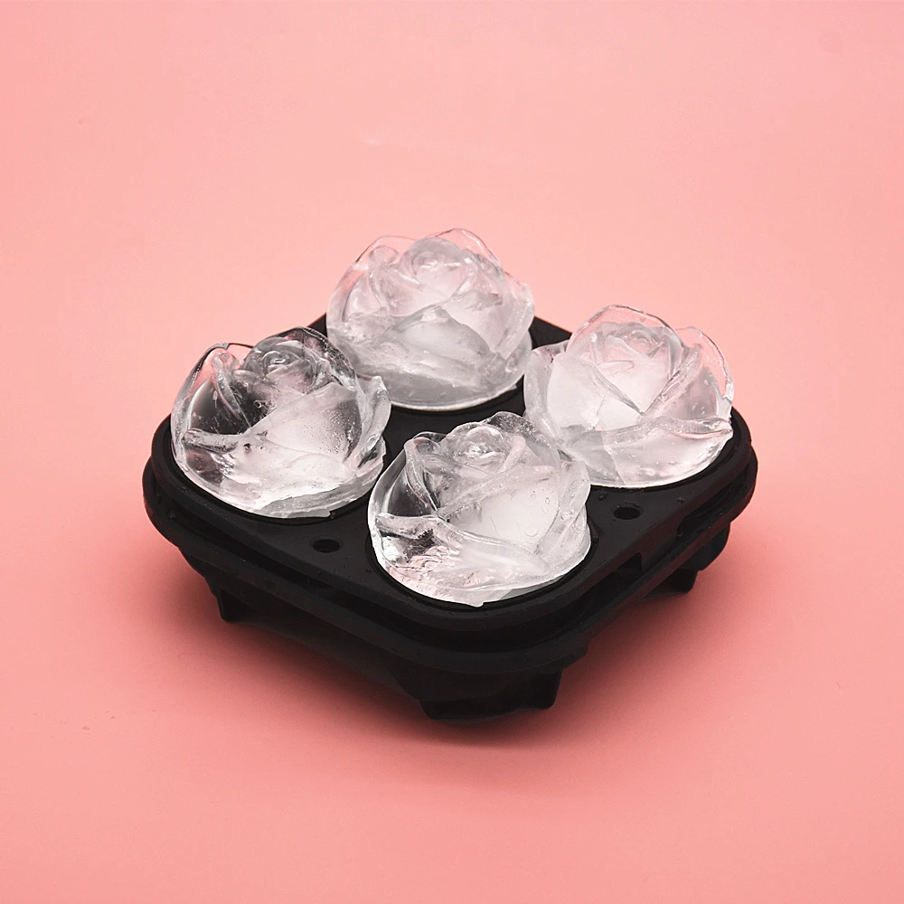 Usa Best Selling Make Mini Ice Cubes Flexible Rose Shape Silicone Ice Cube Tray Bpa Free Easy