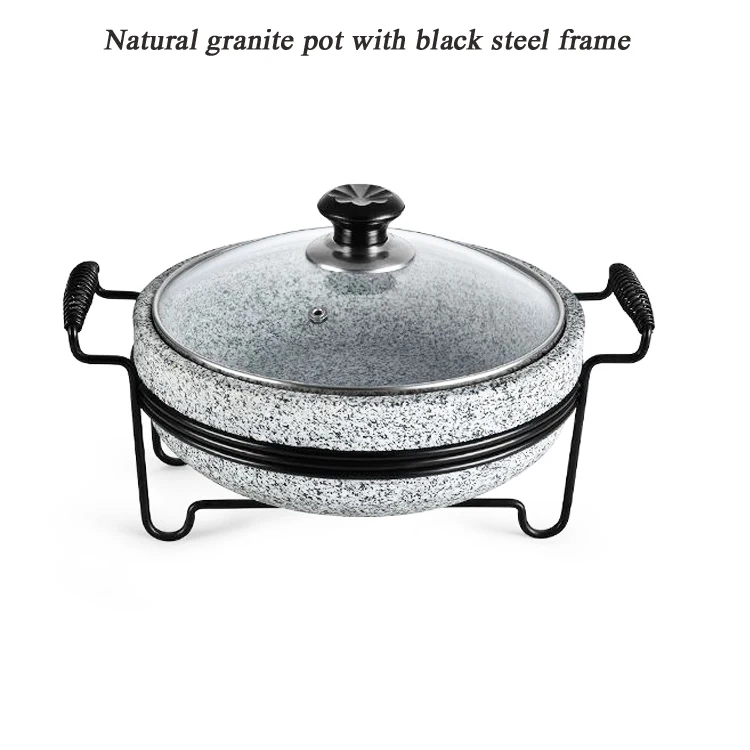 Eco Friendly Natural Stone Pot Korean Cooking Ware, Grey Granite