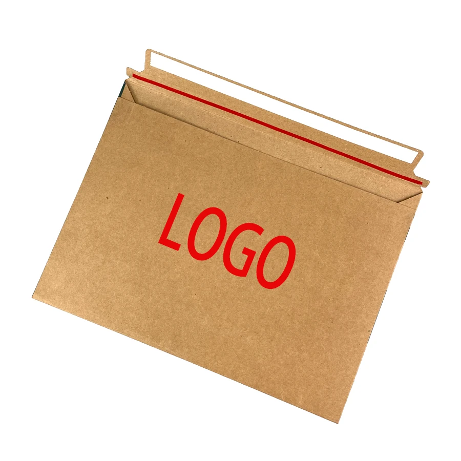 Customized Rigid File Big Brown Kraft Paper Cardboard Shipping Envelope with Self Adhesive