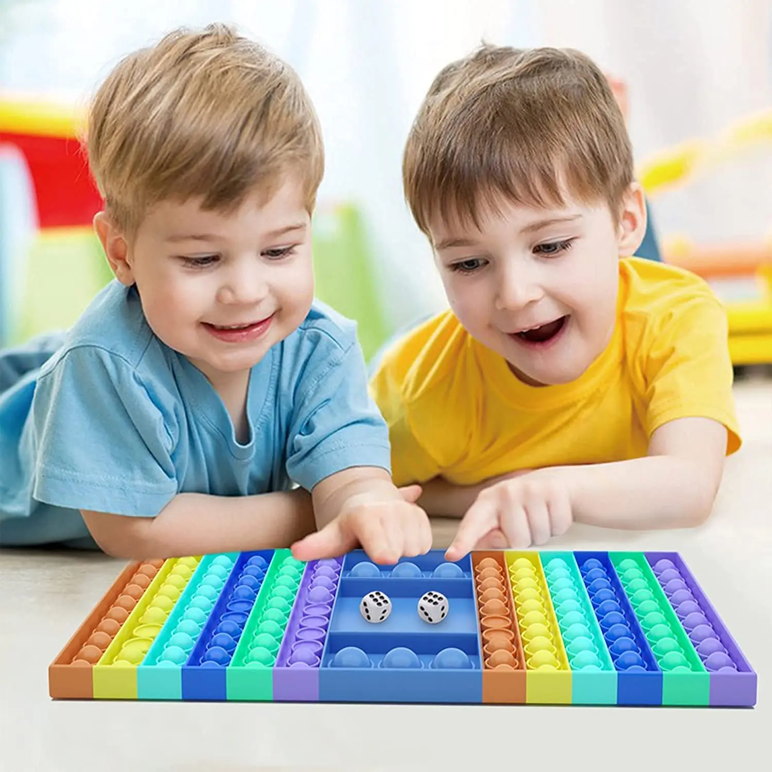 Big Pop Game Fidget Toy Rainbow Chess Board Push Bubble Popper Fidget Sensory Toys for Parent-Child Time Interactive Jumbo Str