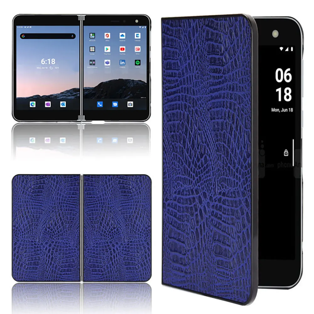 Pu Leather Luxury Business Mobile Phone Case Foldable Crocodile Pattern Full Hard Cover For Microsoft Surface Duo 1 2 manufacture