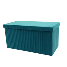 Folding Cube Home Velvet Fabric Beige Footstool Ottoman Storage Box Seat Bench