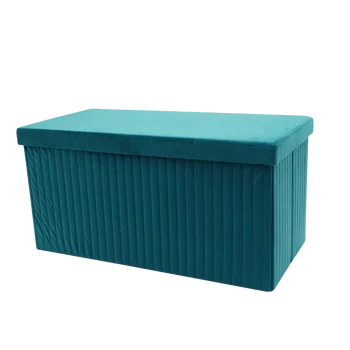 Folding Cube Home Velvet Fabric Beige Footstool Ottoman Storage Box Seat Bench