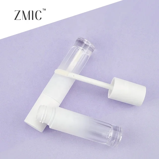 Gradient White Cylindrical Empty Lip Gloss Tube With Brush Squeeze Lip Gloss Tubes With Wand Brush