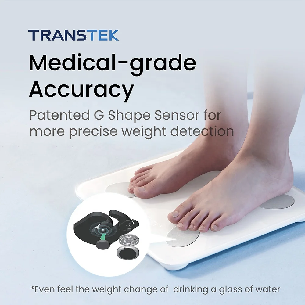 TRANSTEK Telehealth Monitoring BLE Connectable Body Fat Composition Analysis Device Bluetooth Remote Monitoring Body Fat Scale