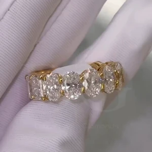 Oval Cut or Radiant Cut Moissanite Diamond Wedding Band, Full Eternity Diamond Band, Wedding Gift, Anniversary Gift, Band Gift