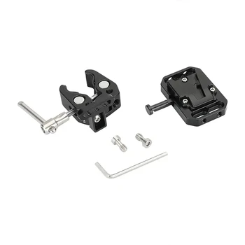 Mini V Mount Battery Plate With Wide Super Crab Clamp QR Lock for Stand 15mm Rod Compatible With V Mount Batteries detail image