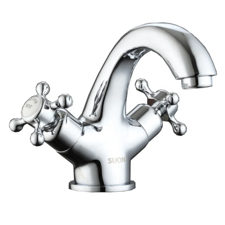 Classic Crosshead Lever Brass Basin Tap - Chrome 