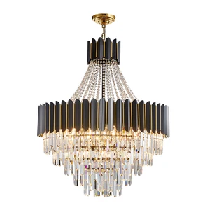 Big Black Luxury K5 Ceiling Chandelier Crystals Modern for Living Room