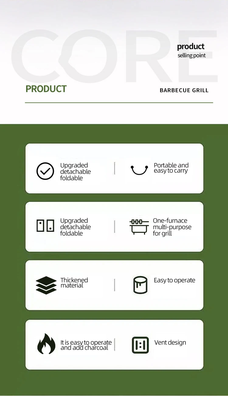 Custom Brand Family Party Enlarge Galvanized Tote Bag Portable Folding Outdoor Camping Barbecue Bbq Grill Mesh Net Rack