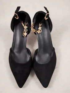 New MemorieSea Footwear One Button High Heel Sandals for Women with Thin Heels Pointed Heels