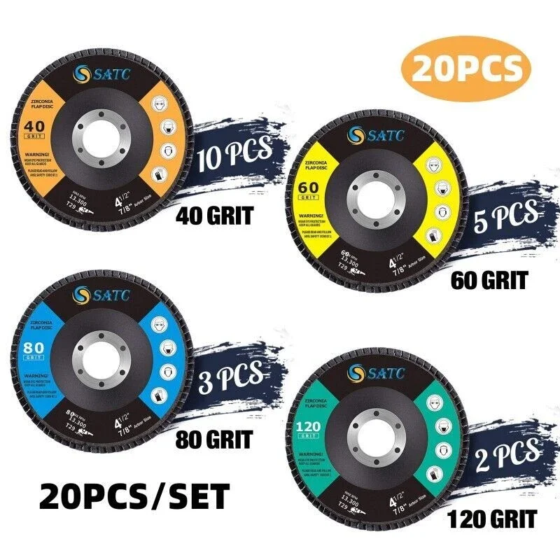 Schneller Versand 20 Stück Fächerscheiben 4,5 Zoll für Winkelschleifer 40/60/80/120 Körnung Fächerscheibe Hochdichte Schrägfächerscheibe Nr. 29_voghion.com