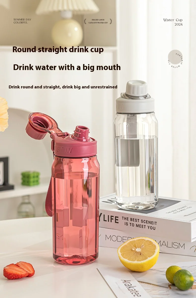 750ml Portable Clear Plastic Water Bottle with Filter for Outdoor Travel Gym Sports Cycling Camping