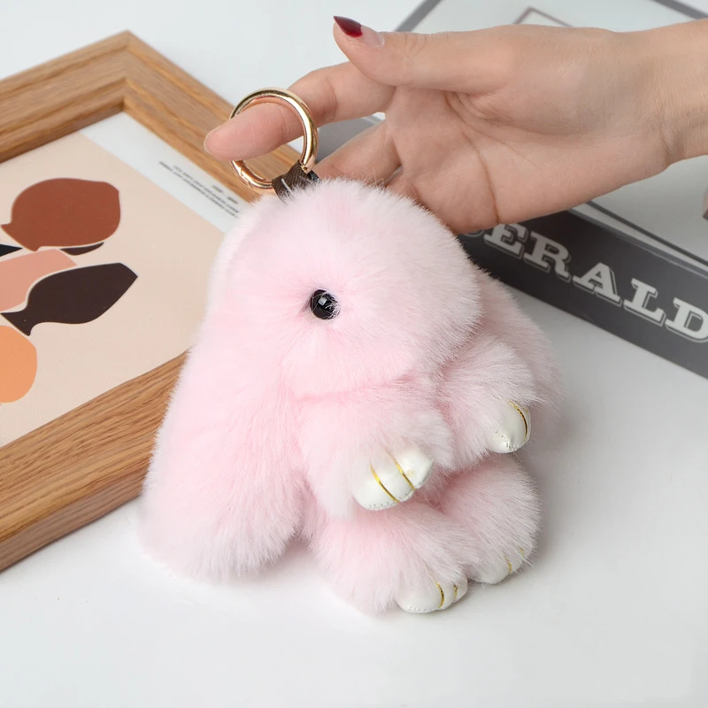 18cm Bunny Doll Cute Rabbit Keychain Soft Cute Faux Fur Pom Pom Fluffy ...