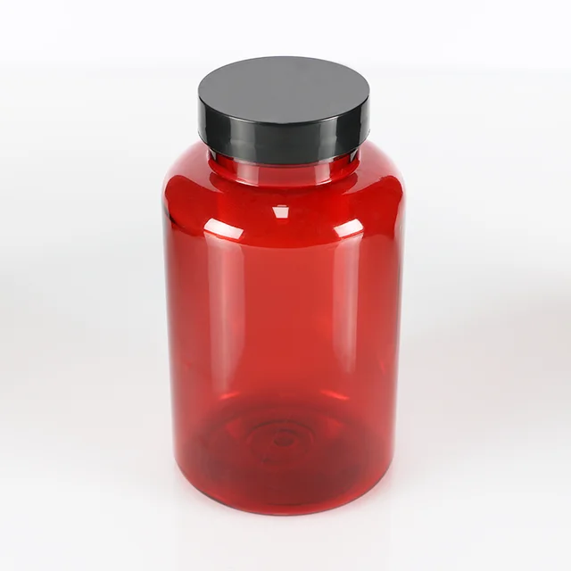 Red 16 OZ /500ML Pill Bottles Empty Plastic Solid Powder Medicine Chemical Bottles