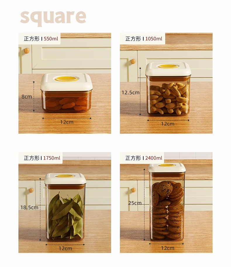 NFS Press to Open Food Storage & Container Plastic  Vacuum Crisper  Food Storage Box Containers for Kitchen