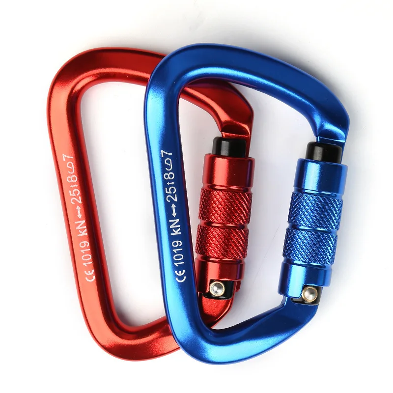 D Shape Locking Carabiner Load Bearing Safety Connector for Climbing Mountaineering Rescue Outdoor Gear OEM - view 1