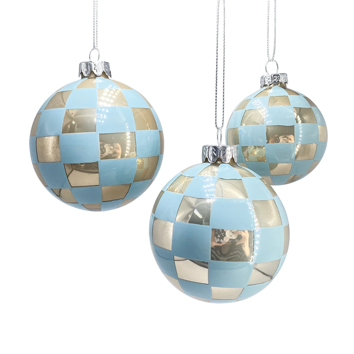 8cm checkered glass ball Xmas ornaments christmas baubles ball ornament decorative Glass Balls Christmas Tree Ornaments for sale details