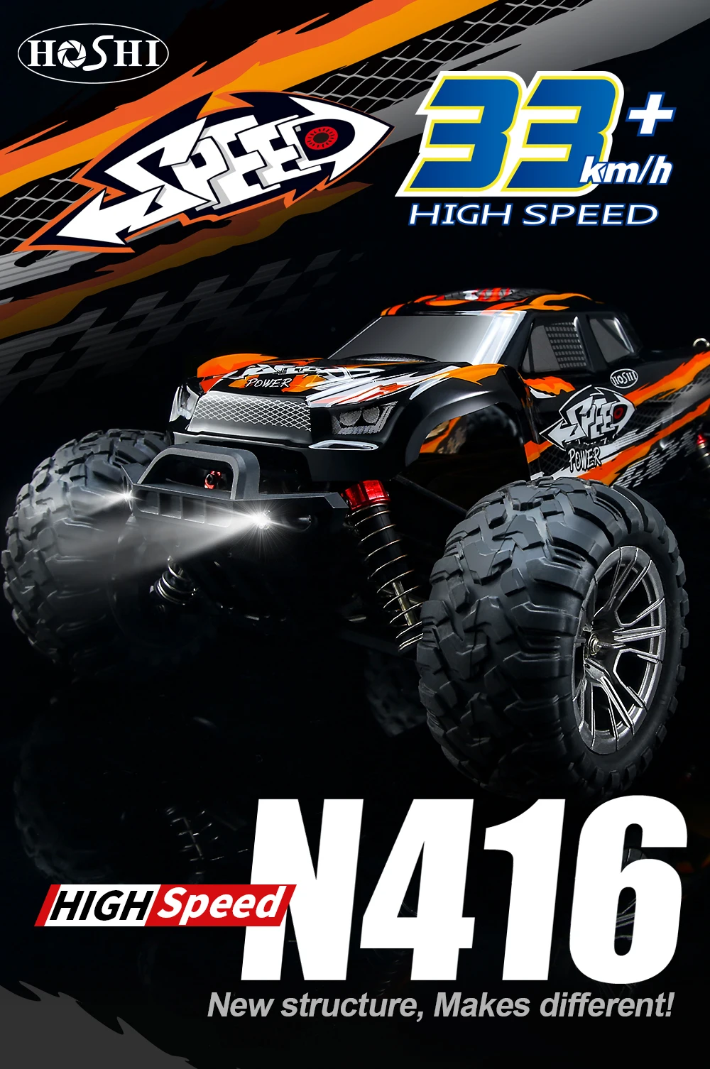 HOSHI N416 1/16 RCカー4x4リモートコントロールカー高速車4WD