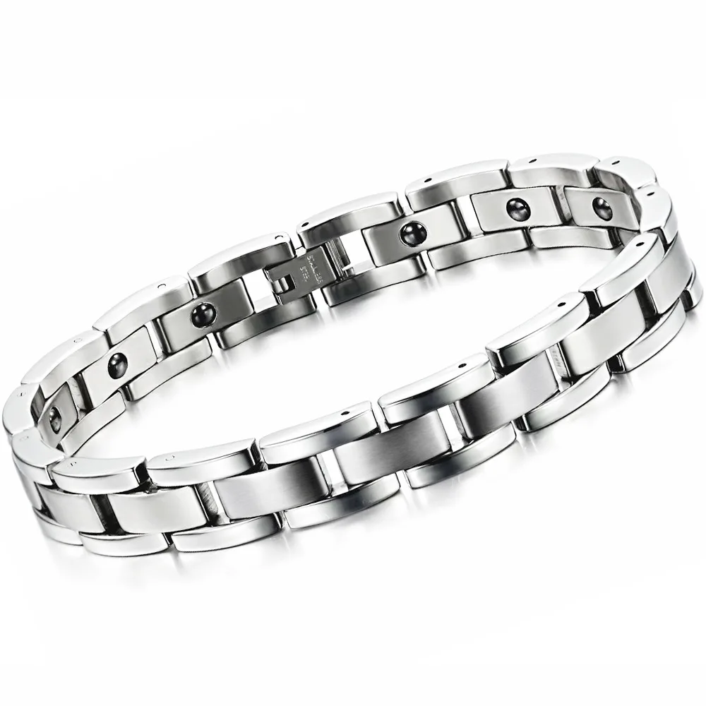 Durable Health Benefits Germanium Quantum Scalar Energy Mens Magnetic Therapy Stainless Steel Bracelet for Men Wristband