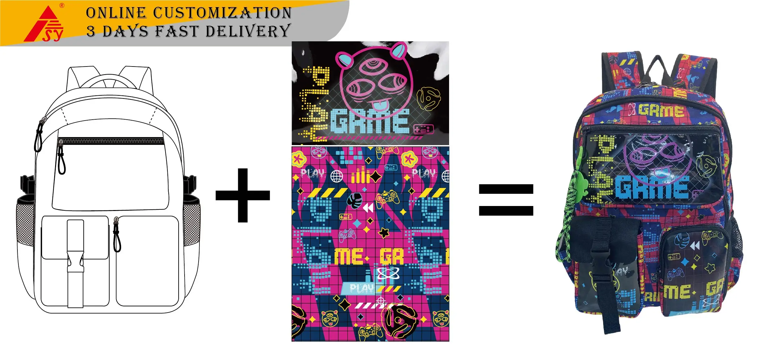 New Arrival Custom Geometric UV Print Youth Student Backpack for Women and Men High School Bags with Keychain Daily Girls Travel