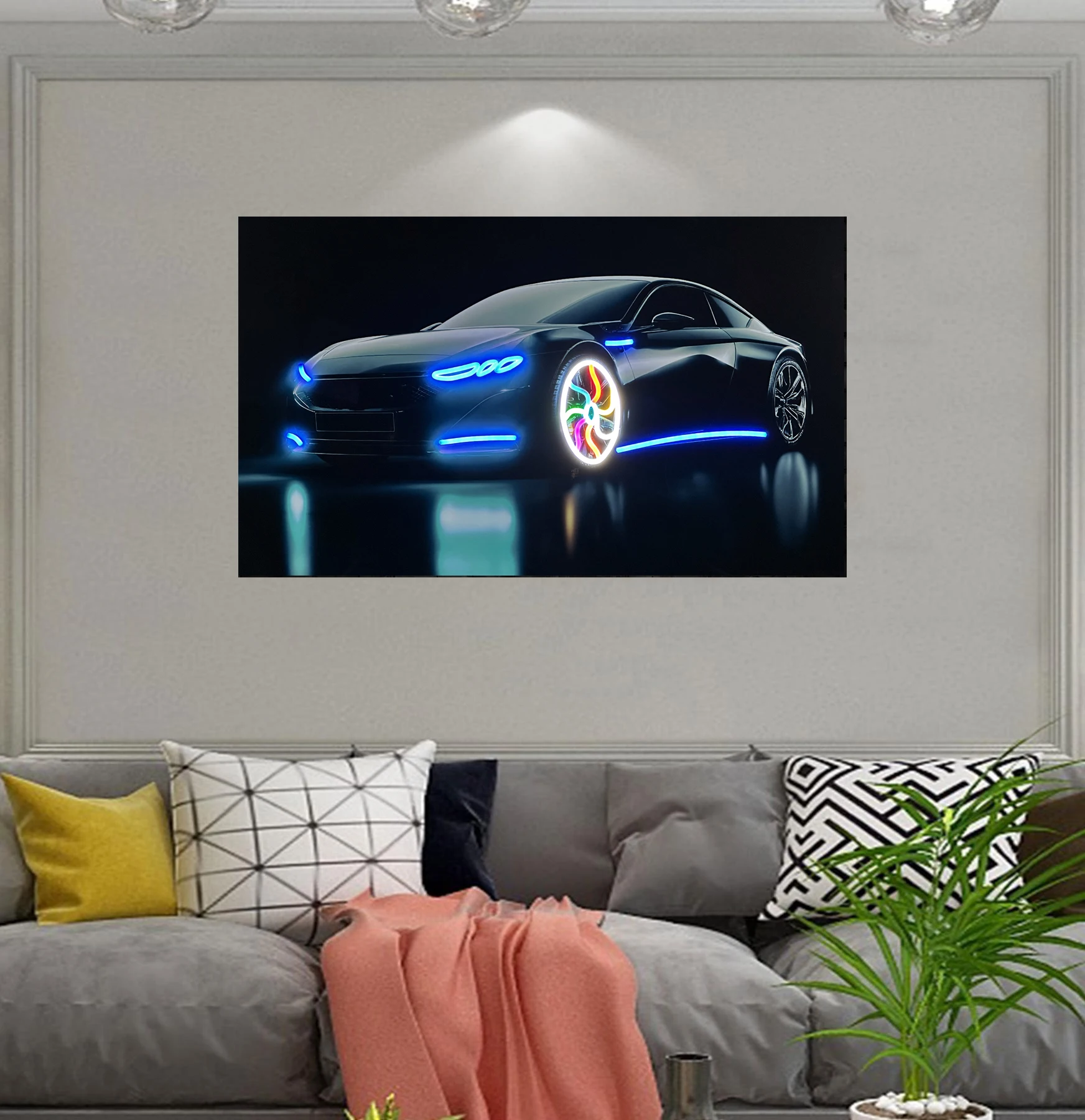 product illuminated neon poster decor custom led neon wall art light sign modern personalized cyberpunk style car lighting tires decor-6