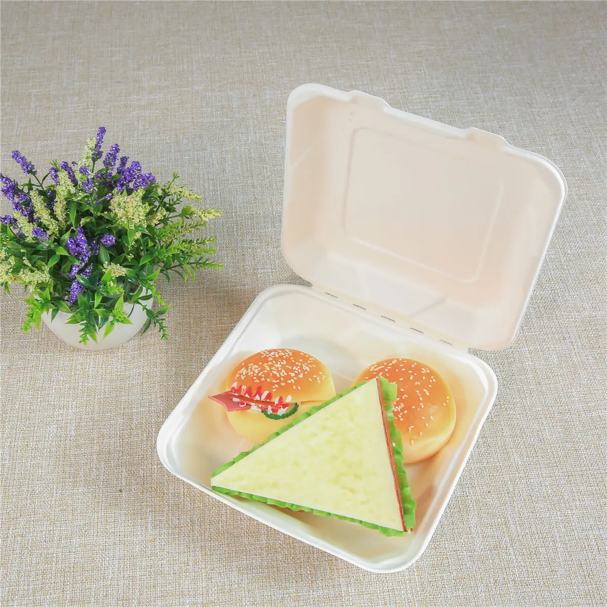 Biodegradable disposable food clamshell / 3 5 compartments food box / tray