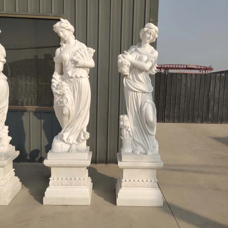 product white stone carving figure life size garden art sculpture famous four seasons goddess statue marble-3