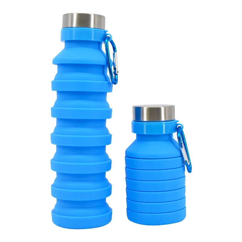 Collapsible Water Bottle Silicone Reusable Leak-Proof Travel Hiking Sports 500ML