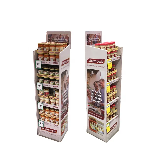 4 Layers Small Cardboard Display For Stores Custom Cardboard Floor