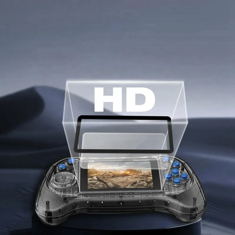 Q8 Retro Game Console Handheld Transparent Digital Video Game Player 3 Inch Screen 800 Games in 1 TV Output Support 2 Players
