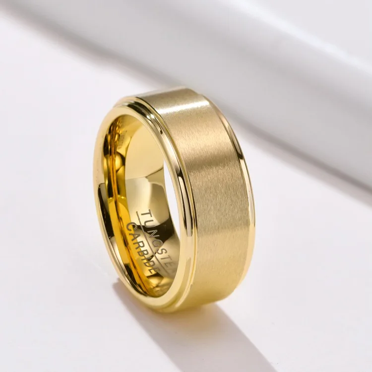 Fashion Jewelry Wholesale 8mm Custom 14k Gold Men Wedding Rings Black