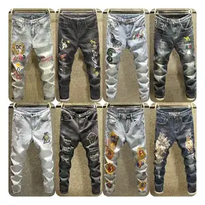 All-In-One Men's American Retro Fashion Casual Pants Hip Hop Style Waterproof Boyfriend Jeans for Winter Autumn and Spring