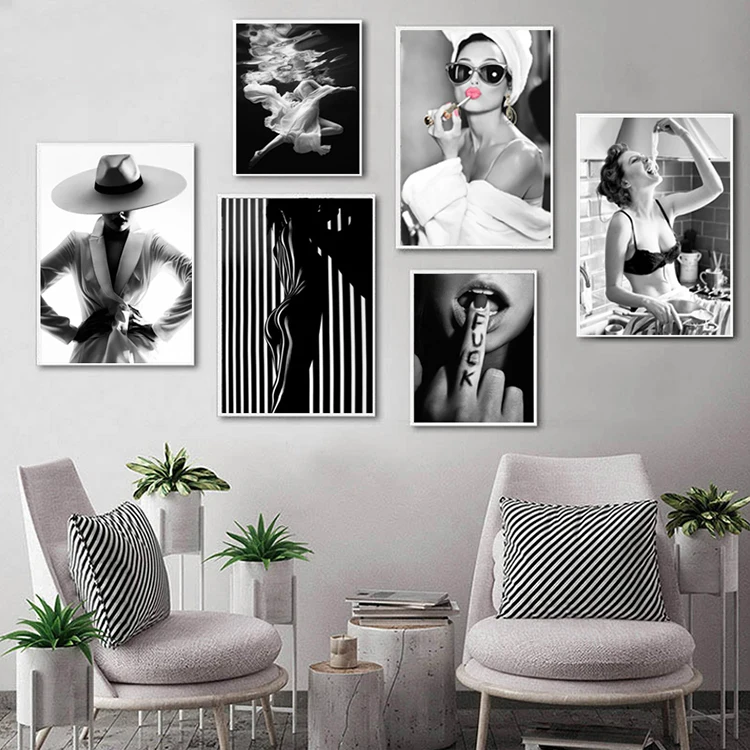 Fashion Wall Art Black White Underwater Woman Print Sexy Poster Canvas Art  Beauty Wall Picture Painting Modern Home Decor - Buy Modern Vogue Sexy Black  White Canvas Posters Nordic Prints Paintings Women