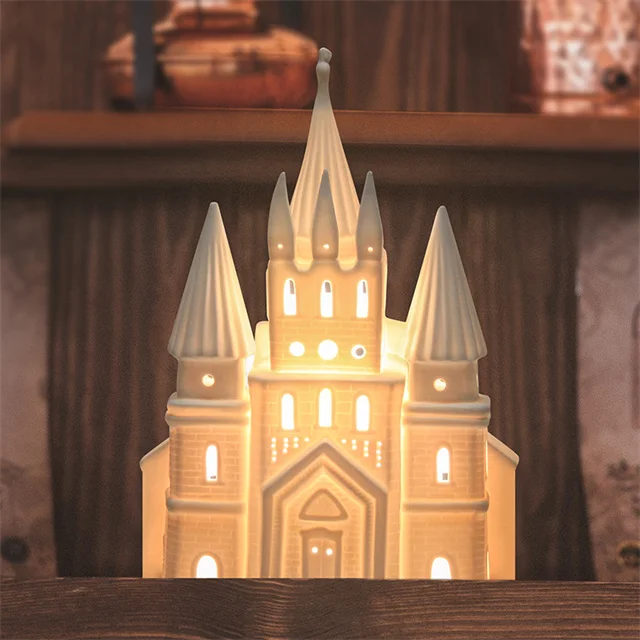 Fashion Luxury White Castle LED Glowing Castle Christmas Gift LED  Lamp
