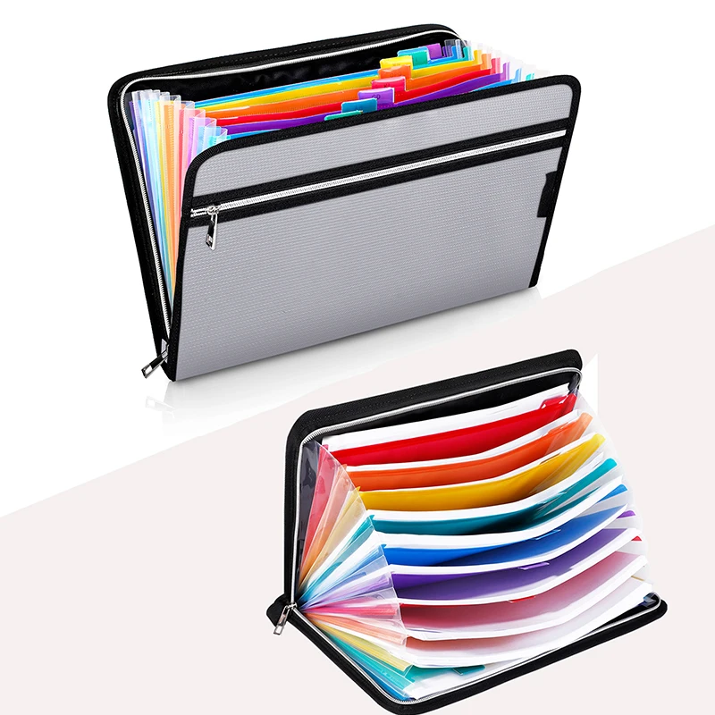 Fireproof Expanding File Folder With 24 Multicolored Pockets Portable
