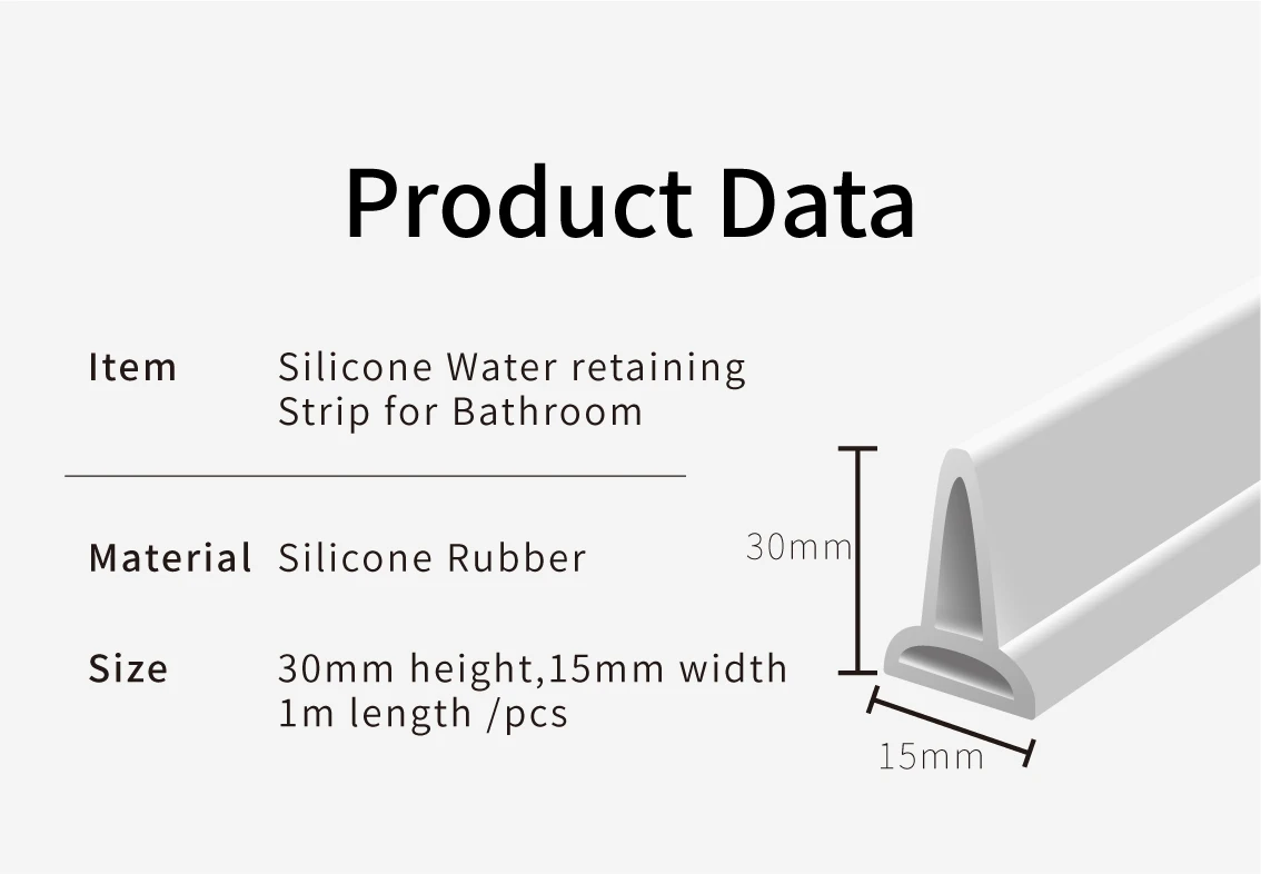 Bathroom Rubber Water Stopper Shower Flood Barrier Silicone Water Blocker  Dry and Wet Separation Strip - China Waterstop, Silicone Waterstop