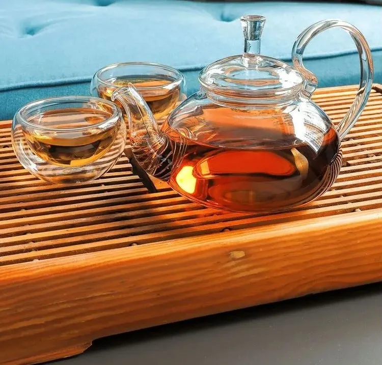 Cnglass Customise Clear Glass Tea Set With Cups Stovetop Safe