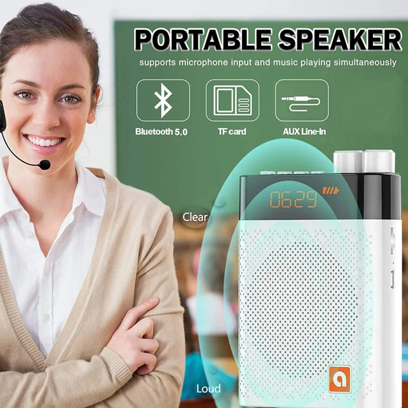 Беспроводной портативный обучающий усилитель, усилитель голоса с микрофоном для гида и портативного учителя