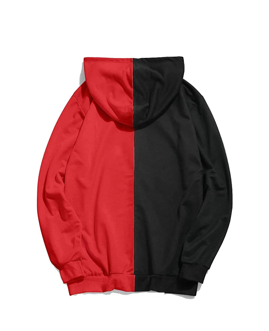 Source Unisex Plain Half Black and Half RED Custom Graphic Printed Hoodie  on m.alibaba.com