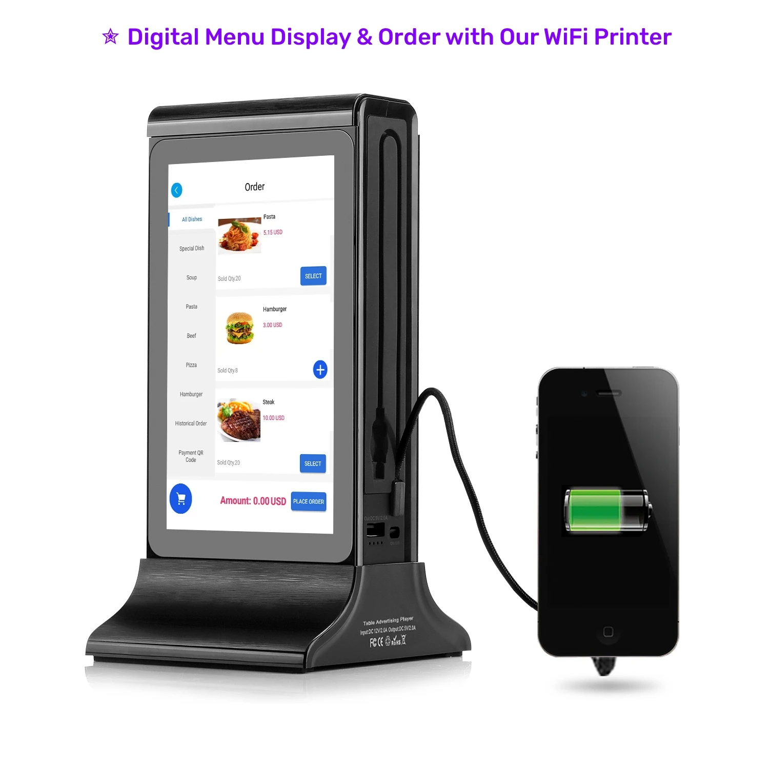 Hand Writen Menu Display Machine Restaurant Menu Holder Table Top Digital Menu Advertising Player With 7 ...