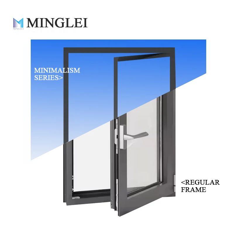 Minglei Energy Efficient Hurricane Prevention Aluminium Tilt-Turn Windows Narrow Frame Casement House Windows For Usa